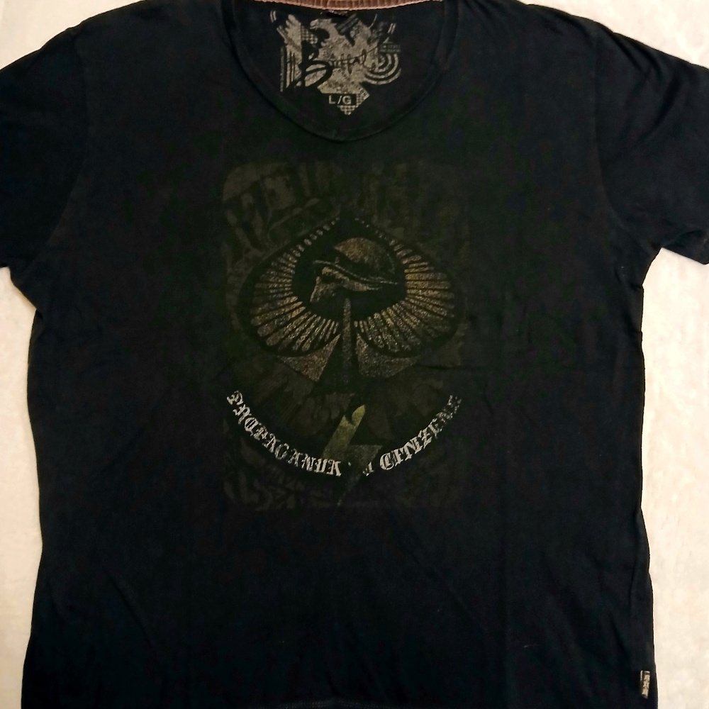 Vintage Buffalo David Bitton V Neck T-Shirt In Black Skull Graphic Men L